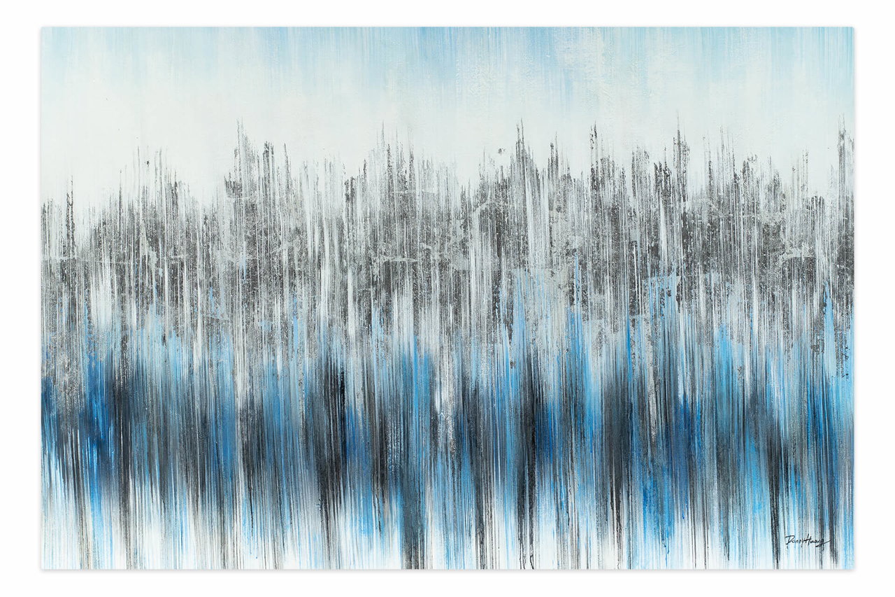 Olieverf schilderijen 'Silver Forest' | Handgeschilderd unicum 180x120cm komt in de ruimte goed tot zijn recht.