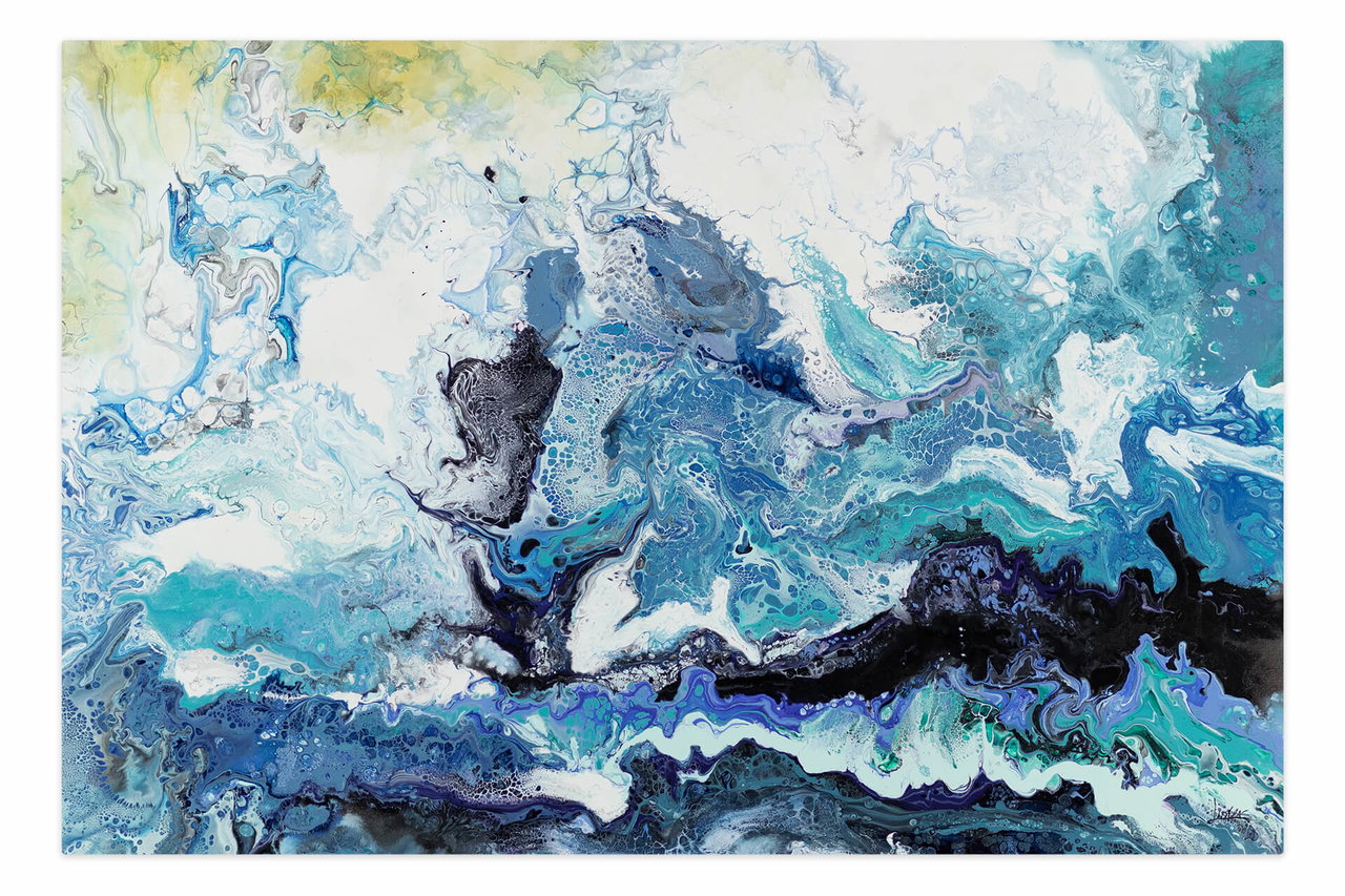 Schilderij 'View from Top' | Handgeschilderd unicum 180x120cm komt in de ruimte goed tot zijn recht.