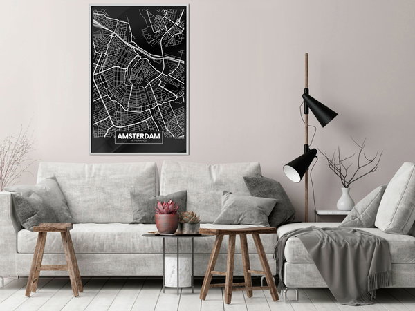 Poster 'City Map: Amsterdam (Dark)'