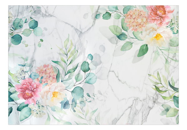 Self-adhesive wallpaper 'Flowery Marble'