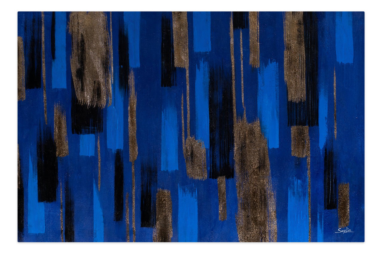 Olieverf schilderijen 'Night of Lights' | Handgeschilderd unicum 180x120cm in de ruimte.