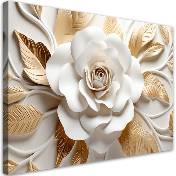 Kunstdruck auf Leinwand 'Floral with Gold Leaves'