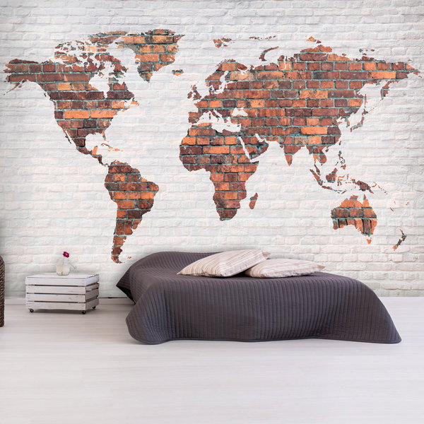 Tapeta 'World Map: Brick Wall'