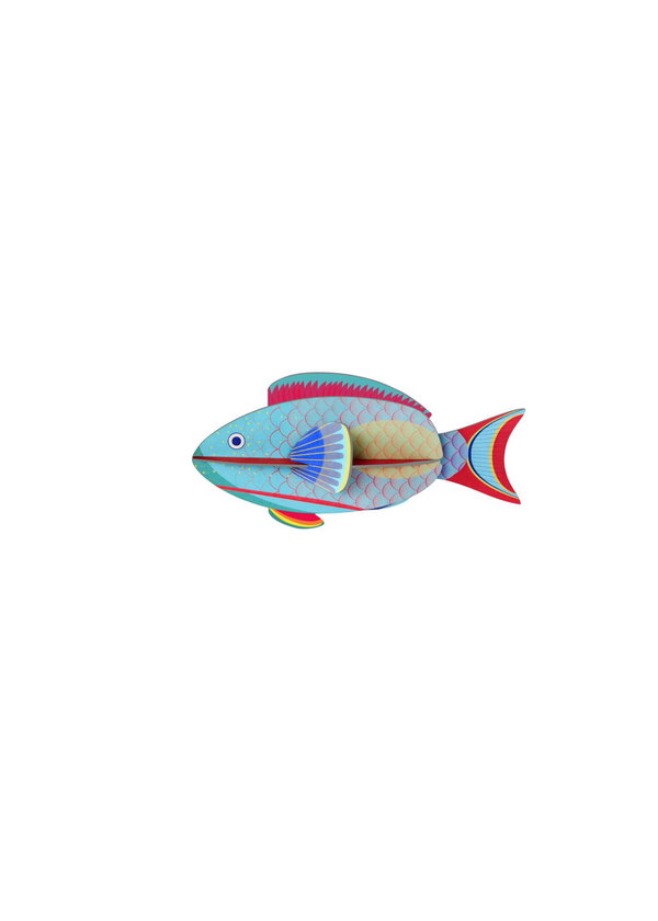 3D Wandobject gemaakt van karton 'Rainbow Parrotfish'