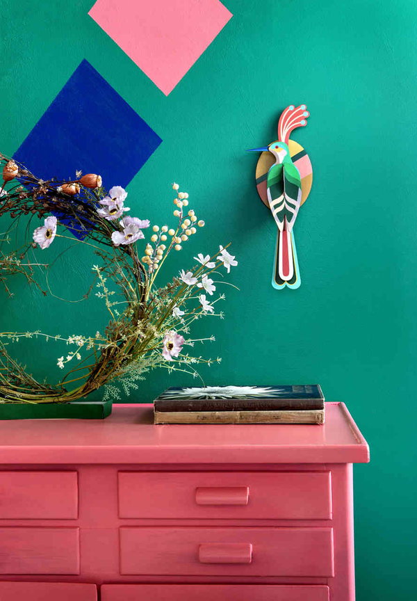 Wanddeko Papier 'Vogel mit Federkrone'