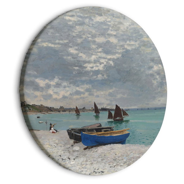 Rond schilderij 'Monet's Beach Boats'