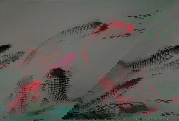 Carta da parati 'Dancing Kois 1' 400x270cm