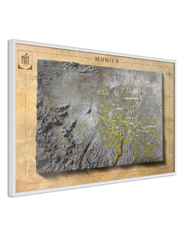 Poster 'Raised Relief Map: Munich'