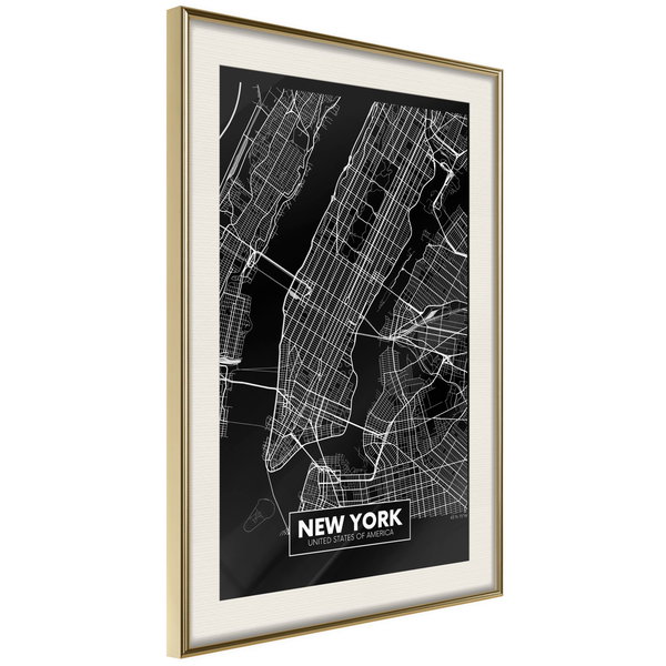 Poster 'City Map: New York (Dark)'