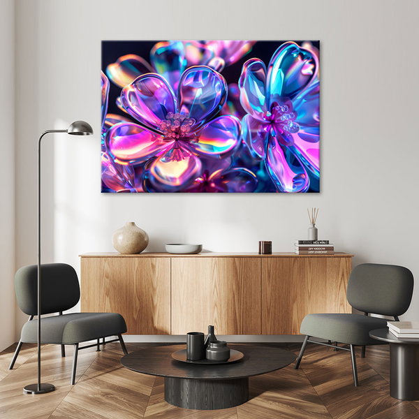 Kunstdruck auf Leinwand 'Neon Prism Blossoms 7'