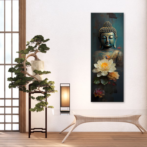 Kunstdruck auf Leinwand 'Buddha and Lotus Flower 2'
