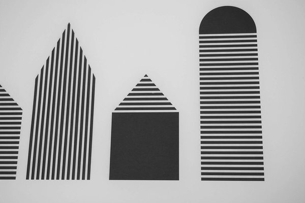 Papierkunst Wandbild 'Houses in black n white' 50x70cm