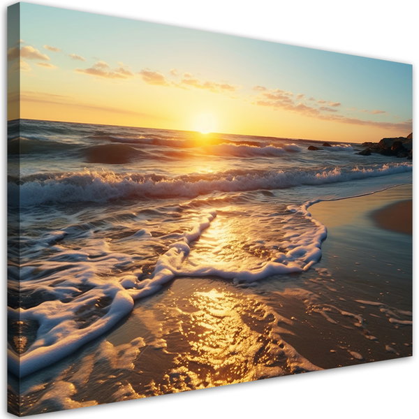 Kunstdruck auf Leinwand 'Sunset on Waves'