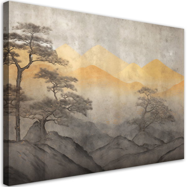 Kunstdruck auf Leinwand 'Misty Mountain Landscape'
