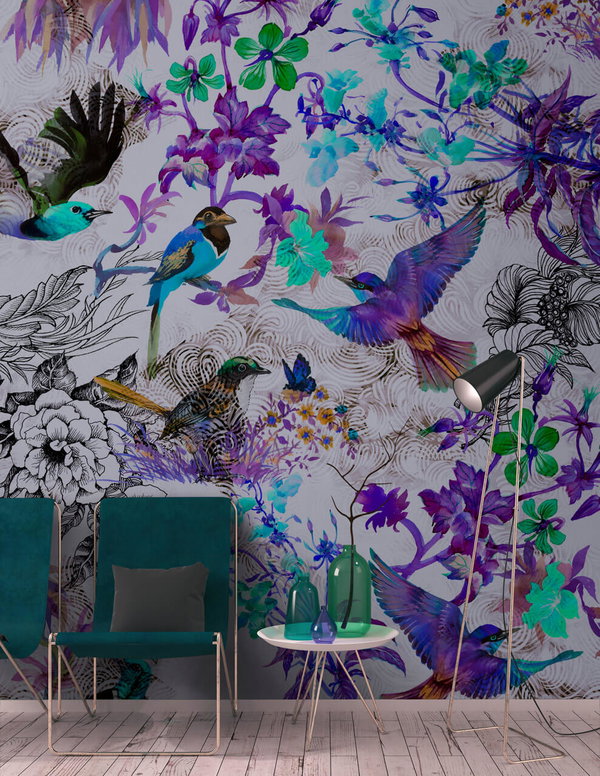 Tapete 'Funky Birds 2' 400x270cm