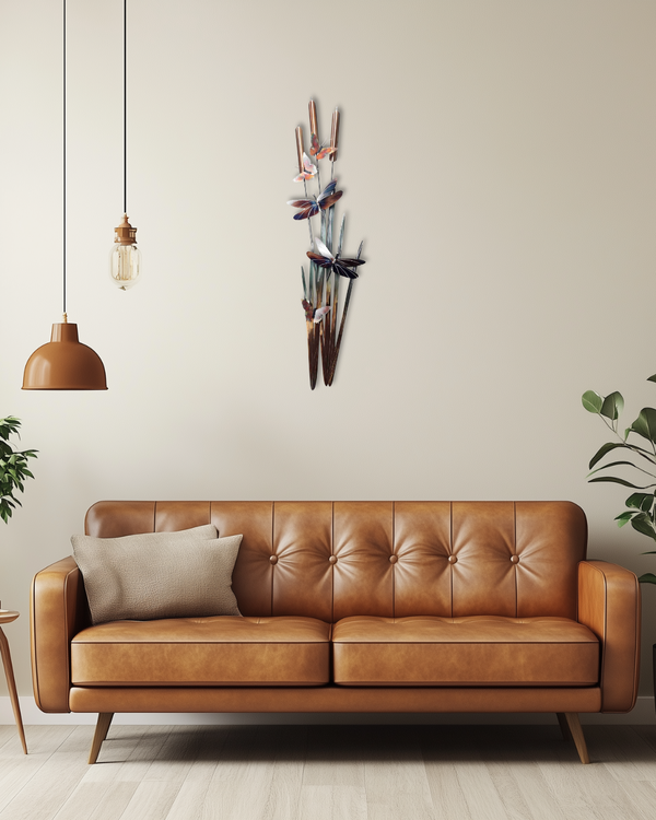 Scultura da parete in metallo 'Schmetterlingsidyll' 30x120x5cm