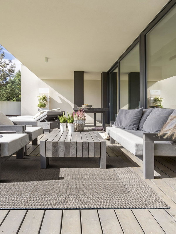 Design In- &amp; Outdoor-Teppich River Beige/Blau