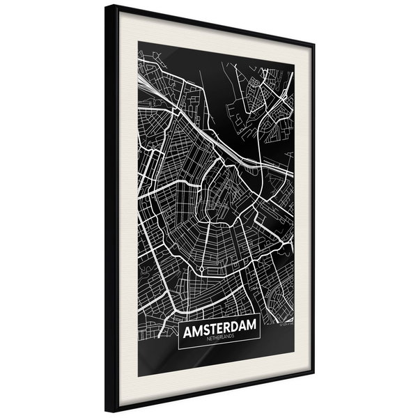 Poster 'City Map: Amsterdam (Dark)'