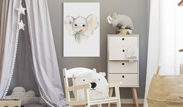 Kunstdruck auf Leinwand 'Happy Elephant Vertical'