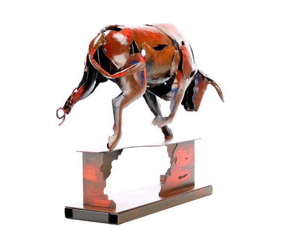 Sculpture en métal 'Power of the Bull' 39x48x12cm