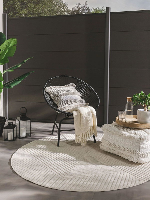 Design In- &amp; Outdoor Runder Teppich Mars Beige