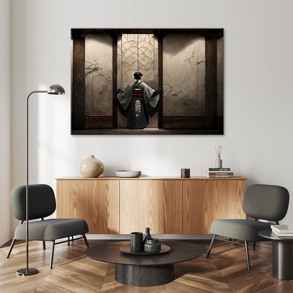 Kunstdruck auf Leinwand 'Geisha's Silent Reflection'
