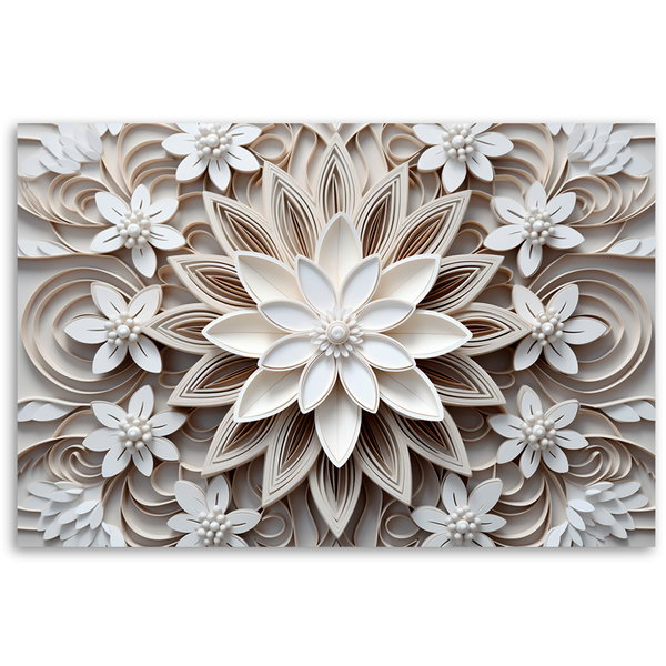 Kunstdruck auf Leinwand 'White Intricate Floral Pattern'