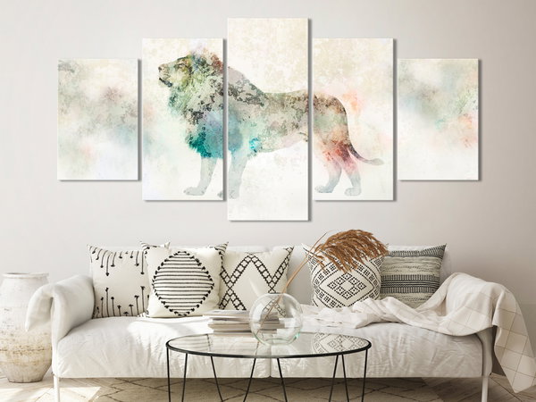 Kunstdruck auf Leinwand 'Colourful King (5-teilig) Wide'