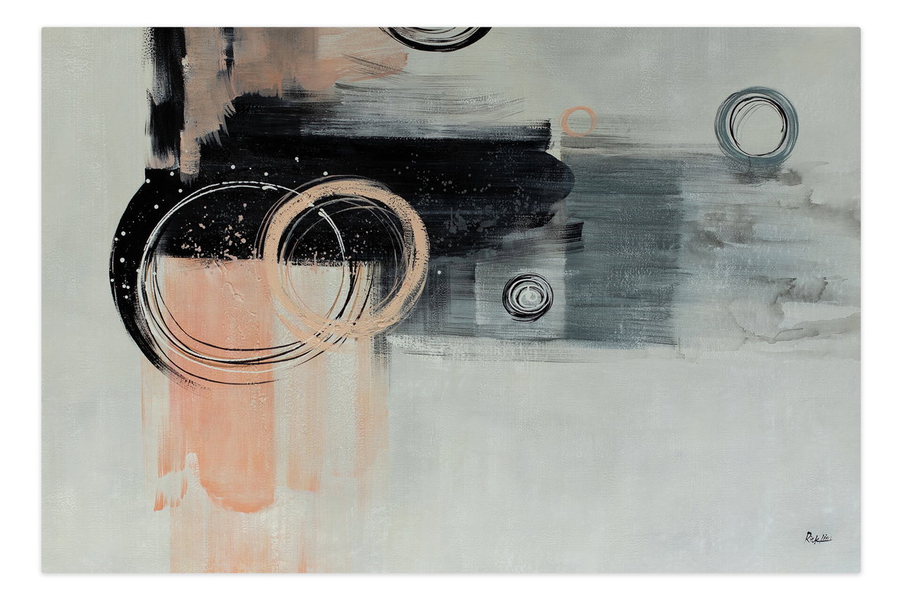 Olieverf schilderijen 'Mystery Eclipse' | Handgeschilderd unicum 180x120cm komt in de ruimte goed tot zijn recht.