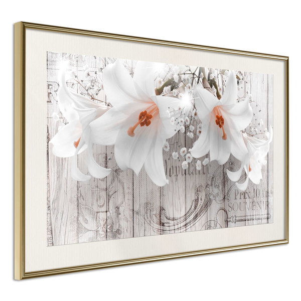 Poster 'Lilies on Wood'