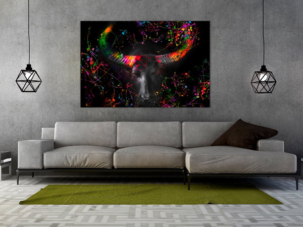 Kunstdruck auf Leinwand 'Enraged Bull Vertical - Second Variant'