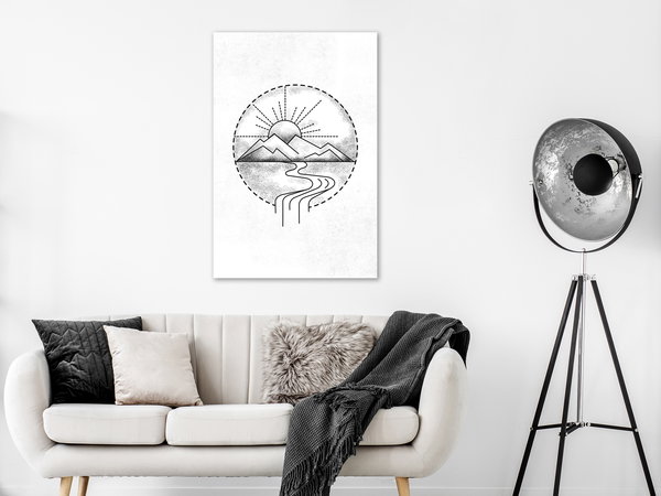 Kunstdruck auf Leinwand 'Mountain Drawing Vertical'