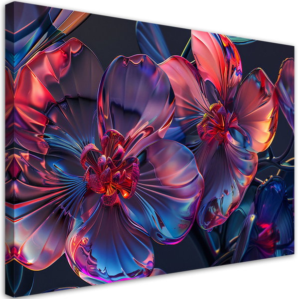 Kunstdruck auf Leinwand 'Neon Prism Blossoms 3'