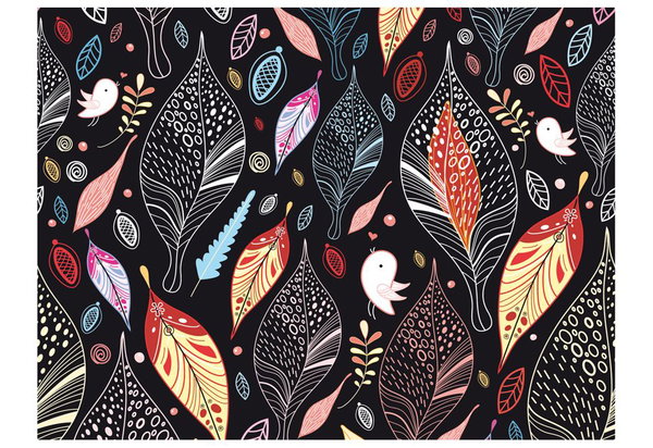 Ταπετσαρία 'Autumn Leaves on a black Background'