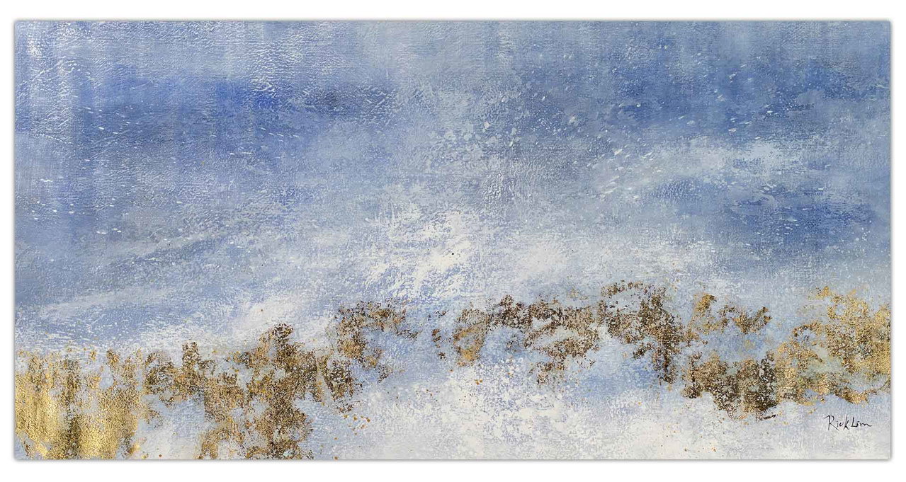 XXL Olieverf schilderijen 'Golden Night Sky' | Handgeschilderd unicum komt in de ruimte goed tot zijn recht.
