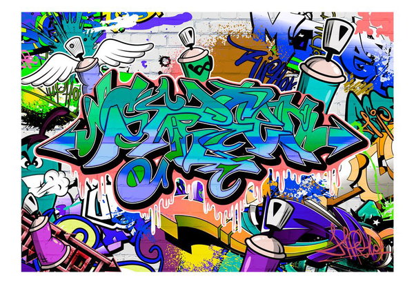 Tapete 'Graffiti: blaues Thema'