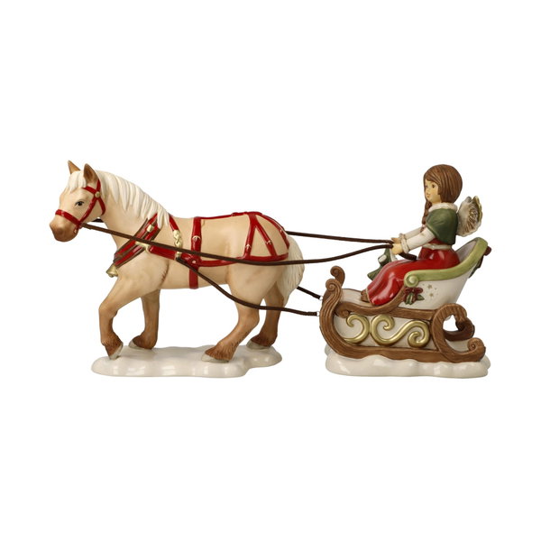 Figurine porcelaine 'Winter Sleigh Ride' de Goebel 13x17x37,5cm
