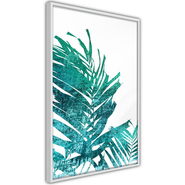 Poster 'Teal Palm on White Background'