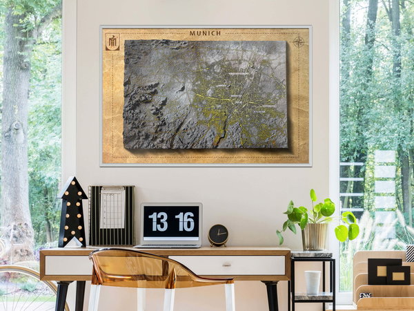 Poster 'Raised Relief Map: Munich'