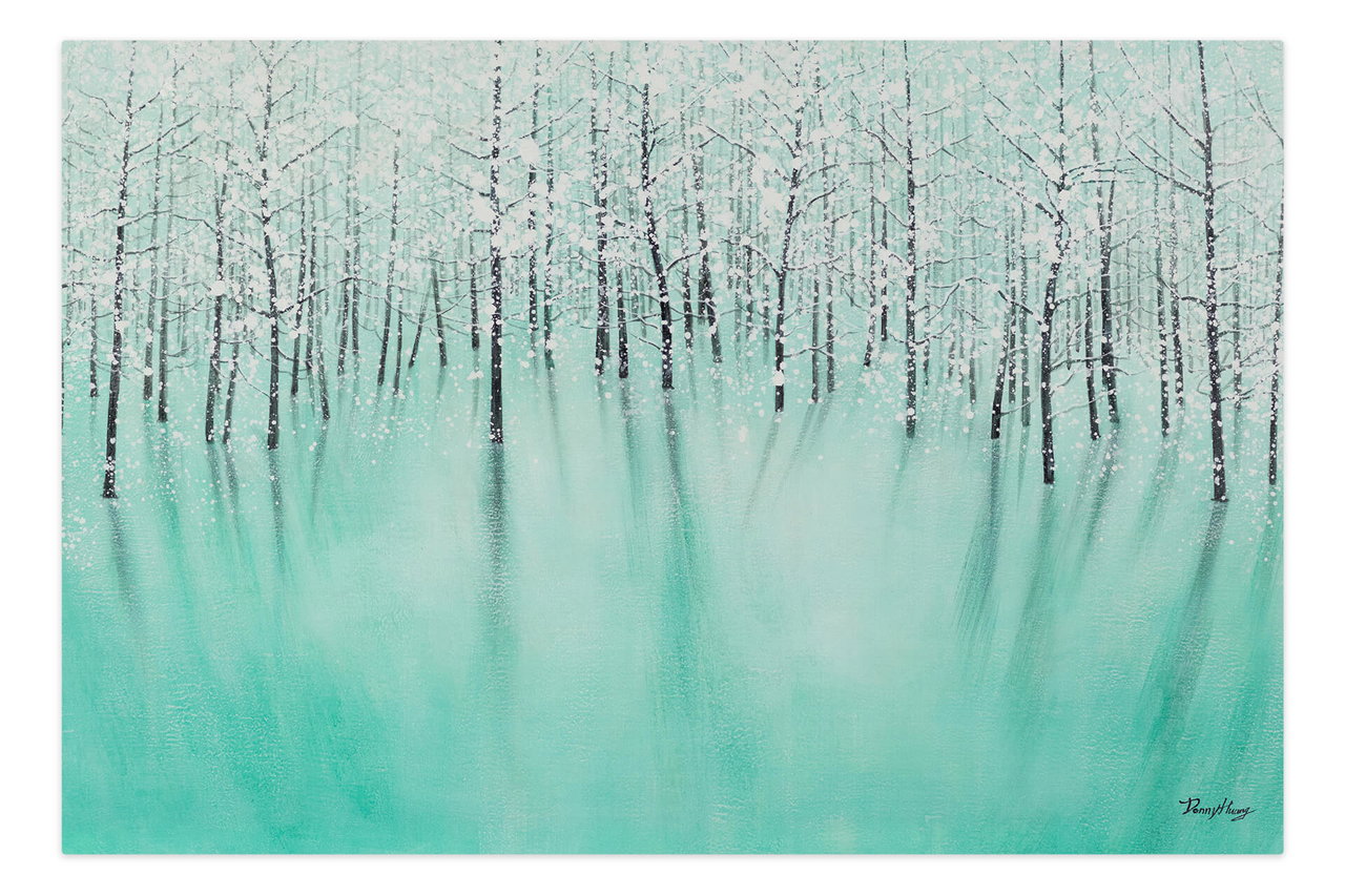 XXL Olieverf schilderijen 'Winter Ice Dream' | Handgeschilderd unicum komt in de ruimte goed tot zijn recht.