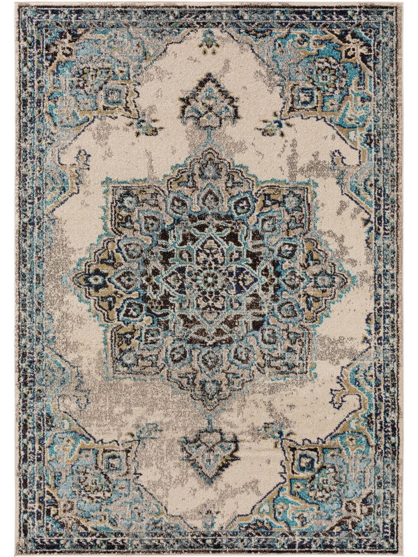 Design Teppich Casa Beige/Türkis