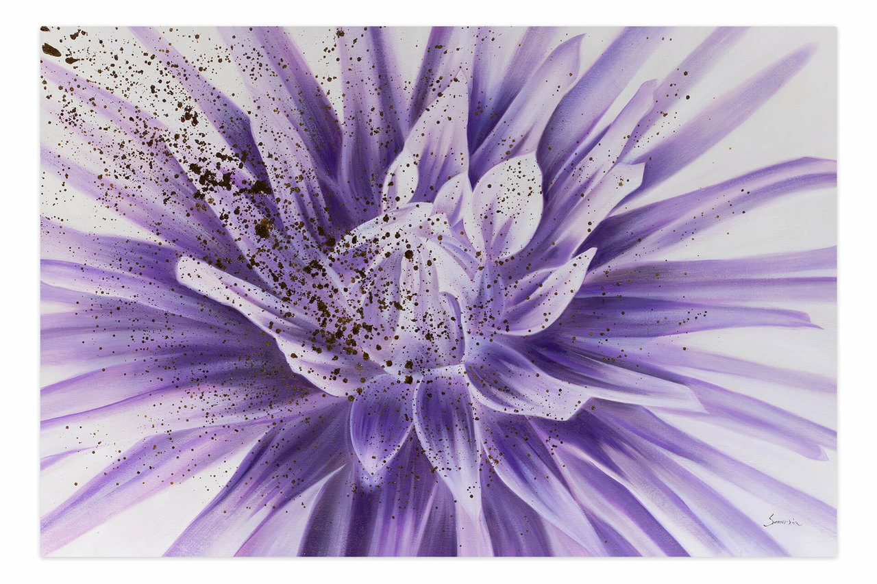 XXL Olieverf schilderijen 'Enchanted Dahlia' | Handgeschilderd unicum in de ruimte.
