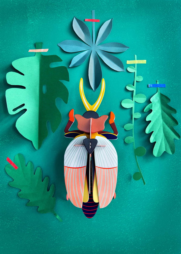 Wanddeko Papier 'Nashornkäfer'