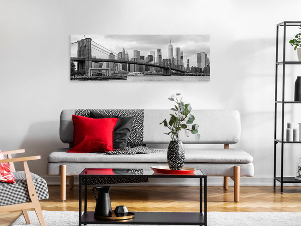 Kunstdruck auf Leinwand 'Road to Manhattan Narrow Black and White'