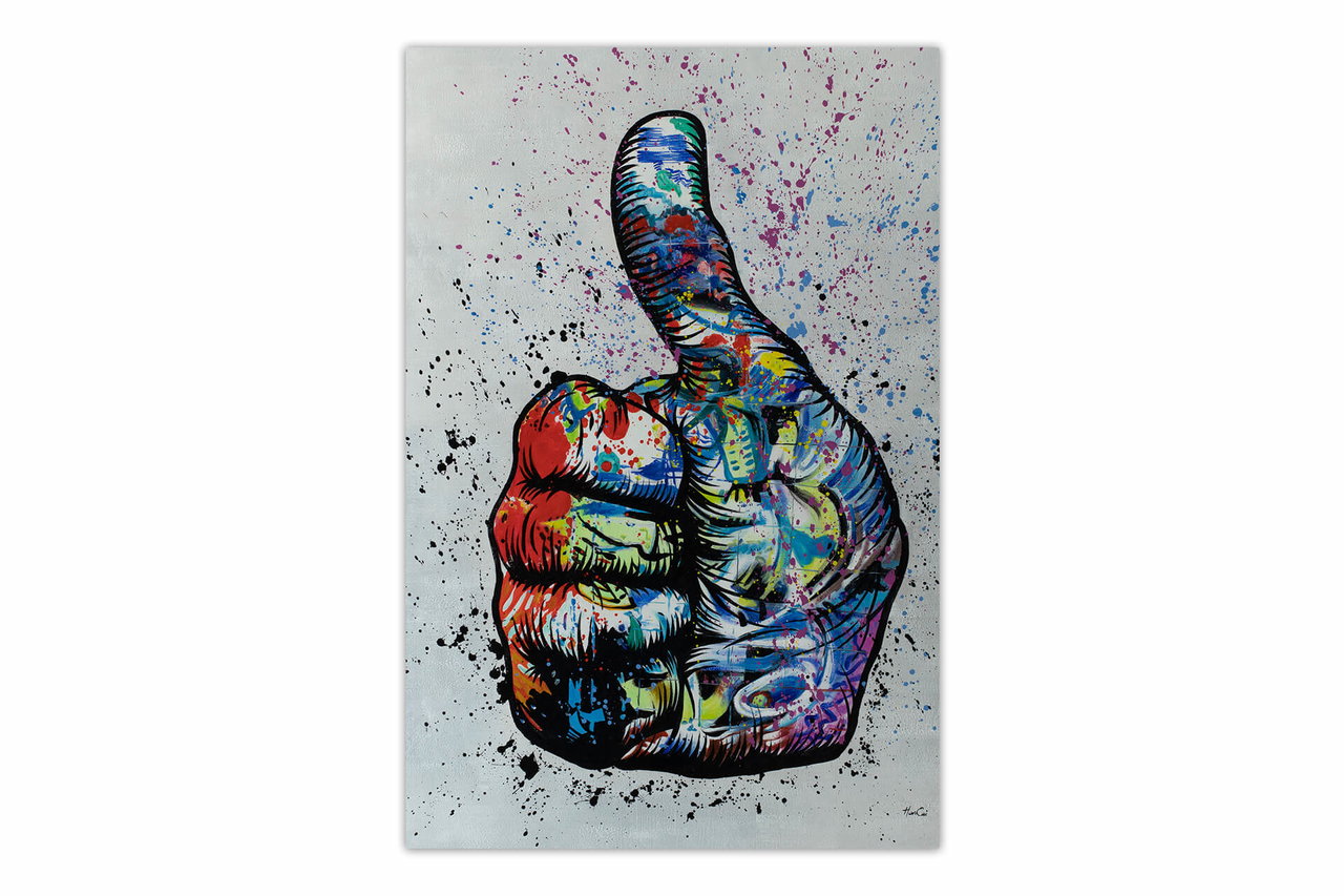 XXL Olieverf schilderijen 'Power of Positivity' | Handgeschilderd unicum komt in de ruimte goed tot zijn recht.