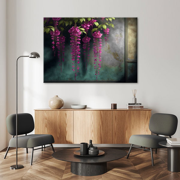 Kunstdruck auf Leinwand 'Hanging Purple Flowers 6'