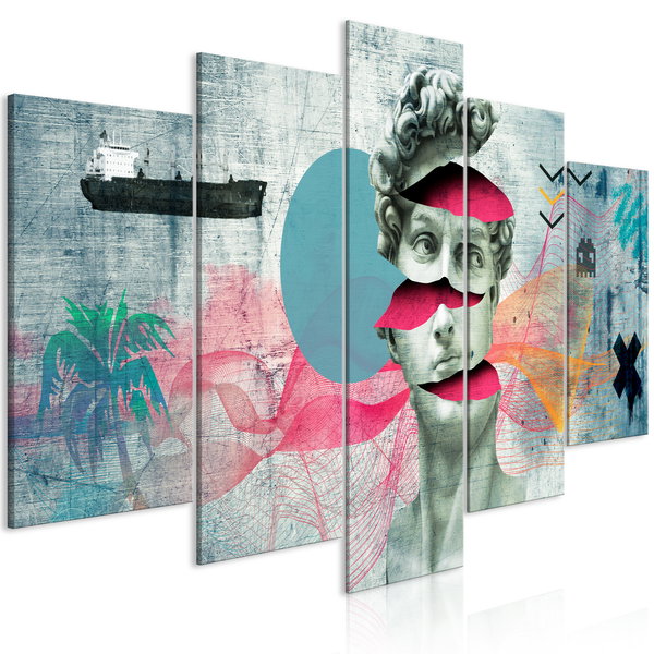 Kunstdruk op canvas 'Ancient Head (5 Parts) Wide'