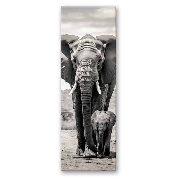 Kunstdruck auf Leinwand 'Elephant and Calf Gray'