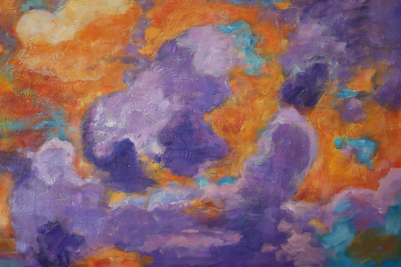 XXL Schilderij 'Dreaming of Cloud Nine' | Handgeschilderd unicum komt in de ruimte goed tot zijn recht.