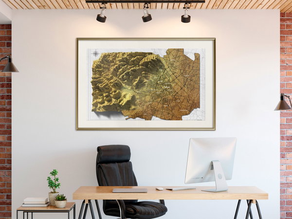 Poster 'Raised Relief Map: Vienna'